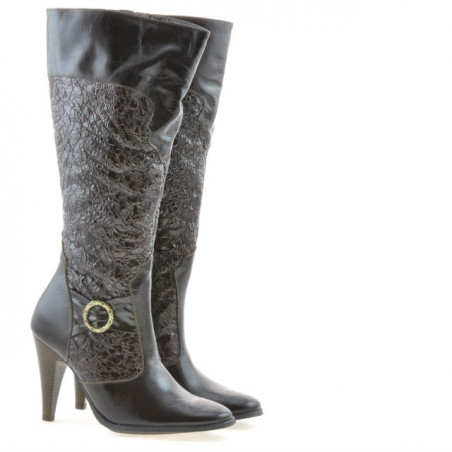Damenstiefel 1108 Krepplack Kaffee