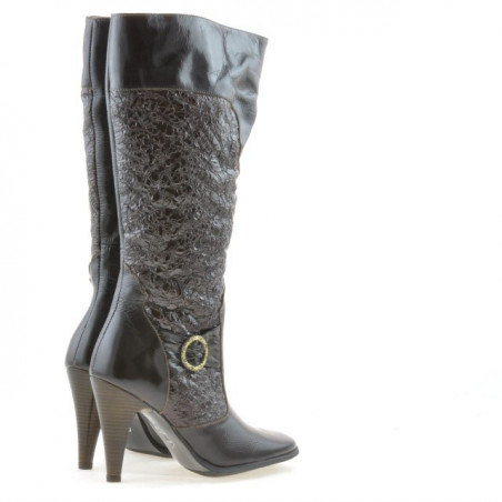 Damenstiefel 1108 Krepplack Kaffee