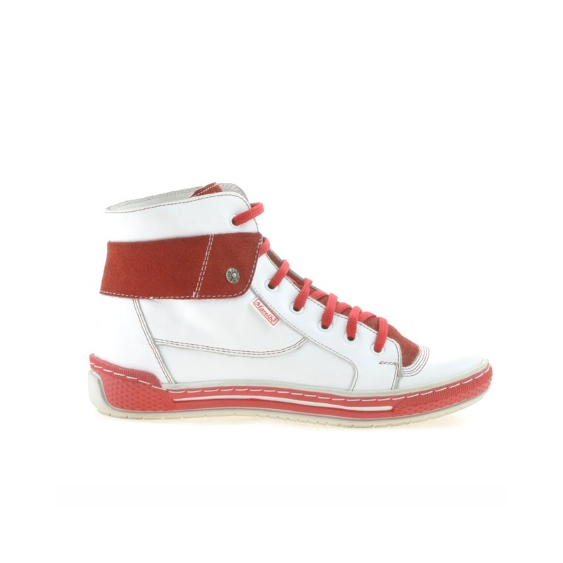 Damenstiefel 258 weiß+rot