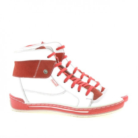 Damenstiefel 258 weiß+rot
