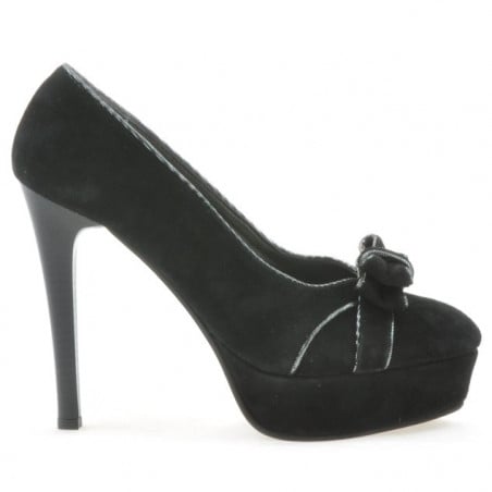 Elegante Damenschuhe 1095 schwarz Antilope+silber