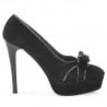 Elegante Damenschuhe 1095 schwarz Antilope+silber