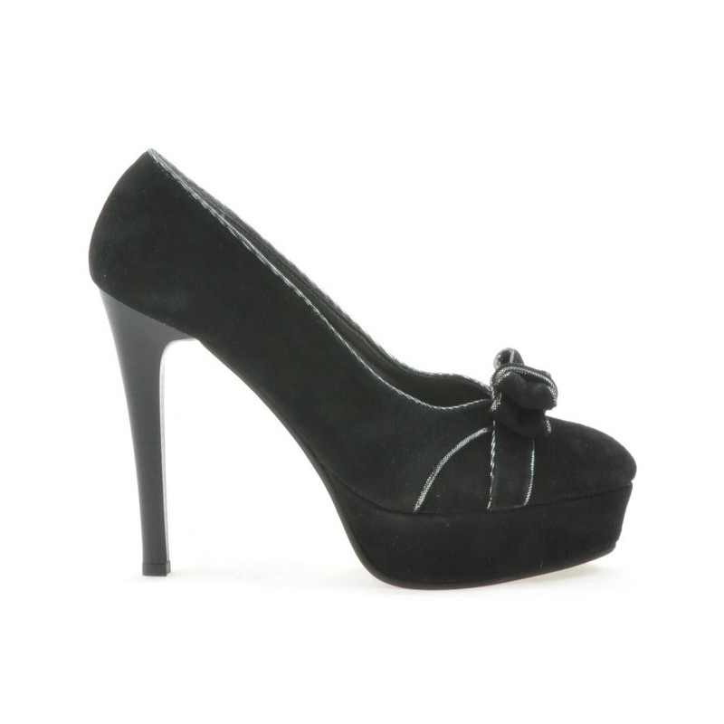 Elegante Damenschuhe 1095 schwarz Antilope+silber