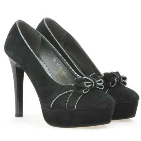 Elegante Damenschuhe 1095 schwarz Antilope+silber