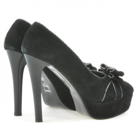 Elegante Damenschuhe 1095 schwarz Antilope+silber