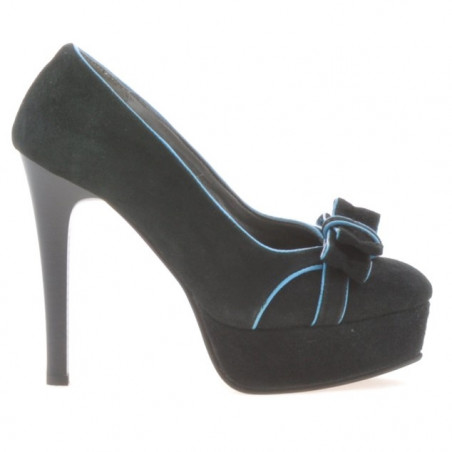 Elegante Damenschuhe 1095 schwarz Antilope+türkis
