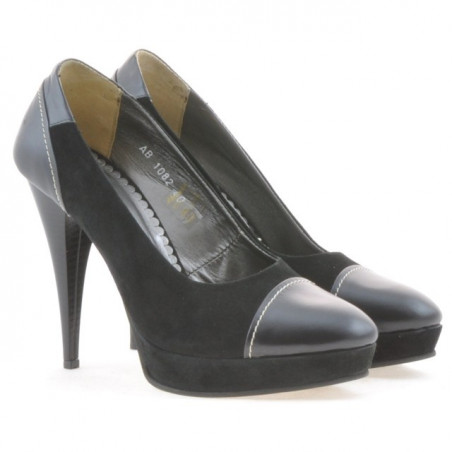 Elegante Damenschuhe 1082 schwarz Antilope kombiniert