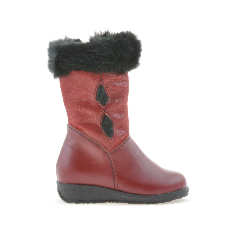 Kleine Kinderstiefel 24c burgunderrot kombiniert