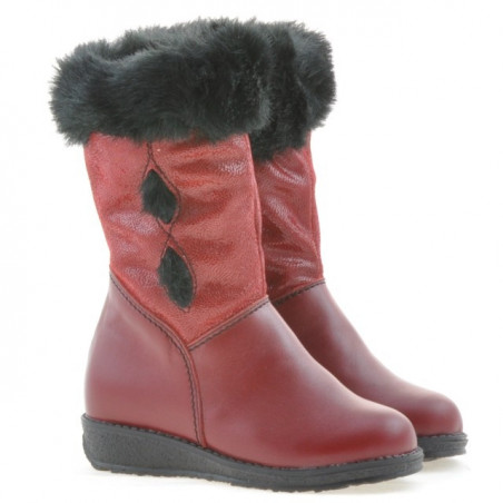 Kleine Kinderstiefel 24c burgunderrot kombiniert