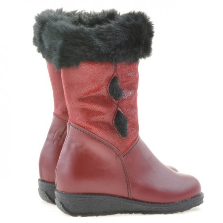 Kleine Kinderstiefel 24c burgunderrot kombiniert
