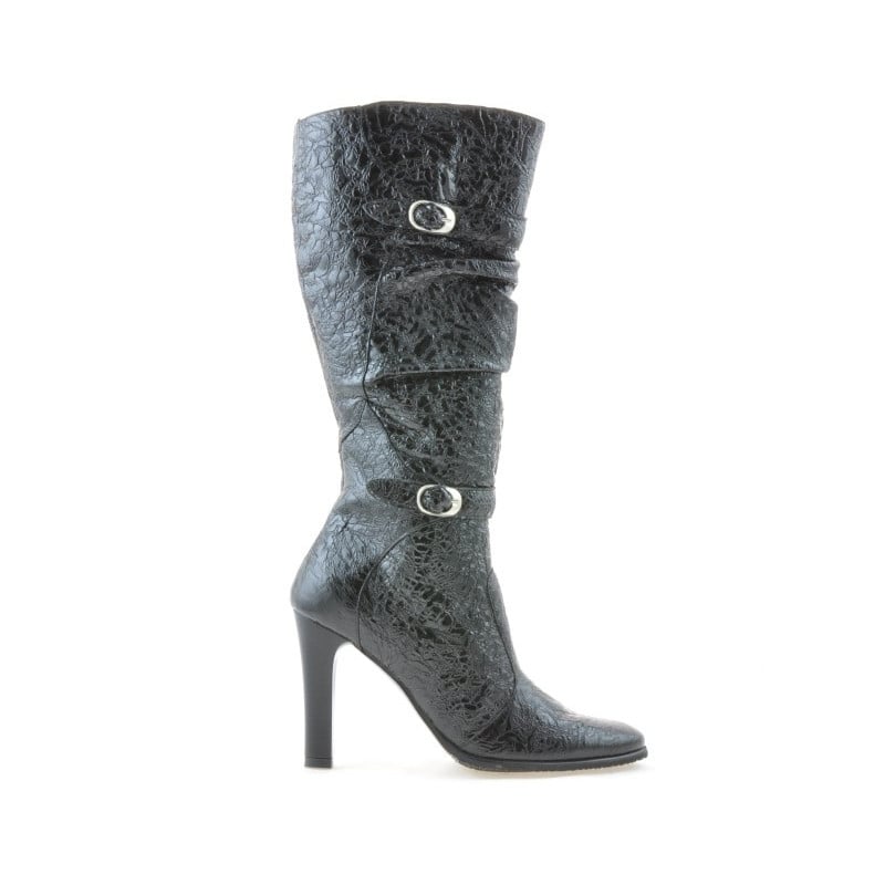 Damenstiefel 008-2 Schwarz Lack Crep