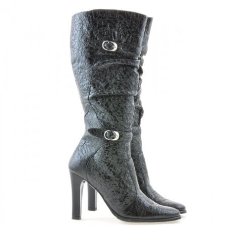 Damenstiefel 008-2 Schwarz Lack Crep