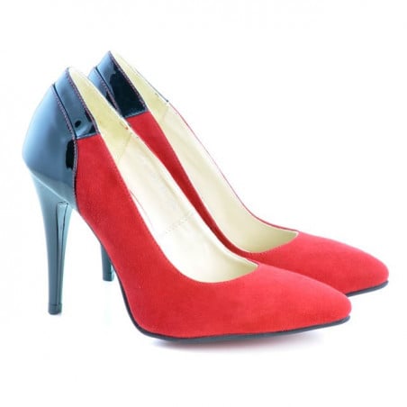Elegante Damenschuhe 1230 rot Antilope kombiniert