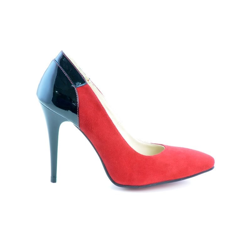 Elegante Damenschuhe 1230 rot Antilope kombiniert