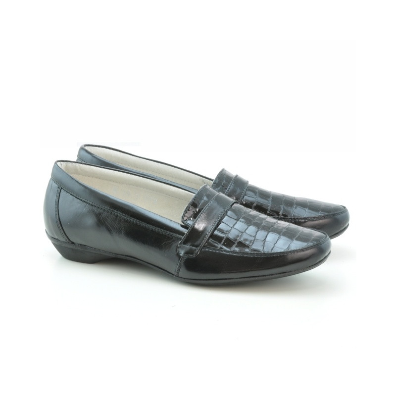 Damen Freizeitschuhe (große Größen) 679m Kroko Lack schwarz