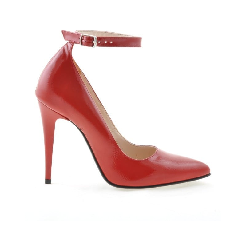 Elegante Damenschuhe 1247 rotes satiniertes Lackleder