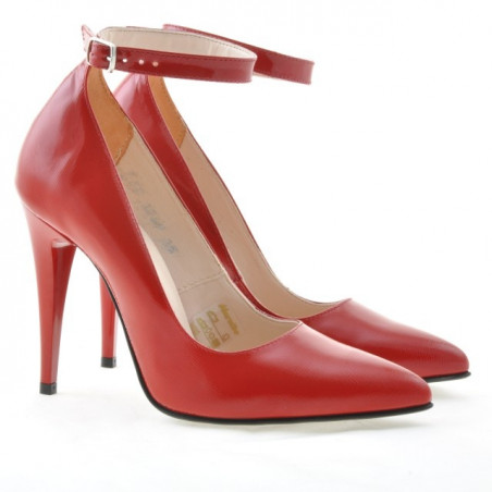 Elegante Damenschuhe 1247 rotes satiniertes Lackleder