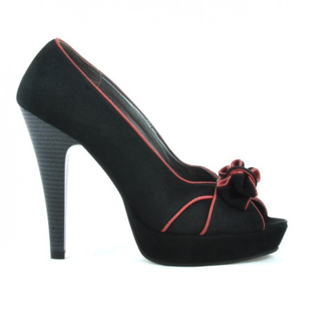 Damensandalen 1099 schwarz Antilope+rot