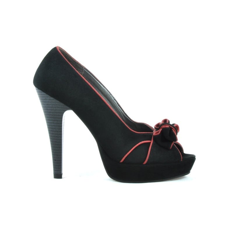 Damensandalen 1099 schwarz Antilope+rot