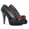 Damensandalen 1099 schwarz Antilope+rot