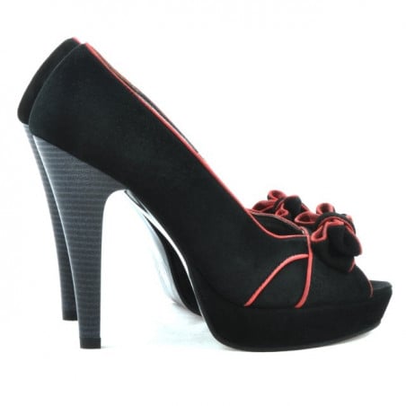 Damensandalen 1099 schwarz Antilope+rot