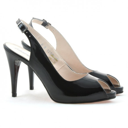 Damen Sandalen 1250 schwarz satin lackiert