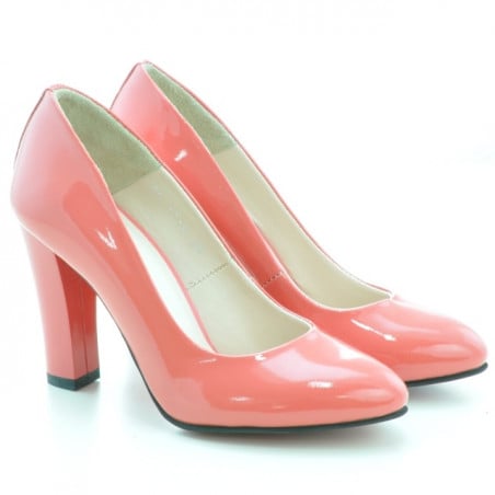 Elegante Damenschuhe 1214 Lack Korallenrot