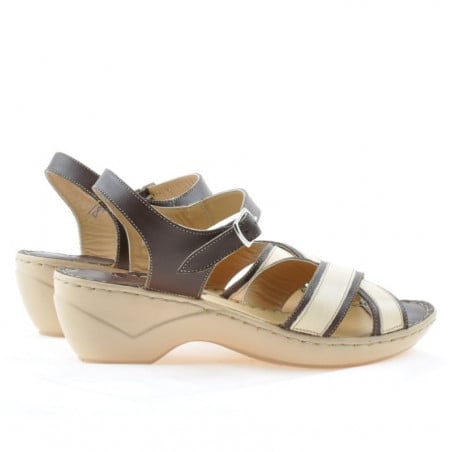 Damen Sandalen 501 braun+beige