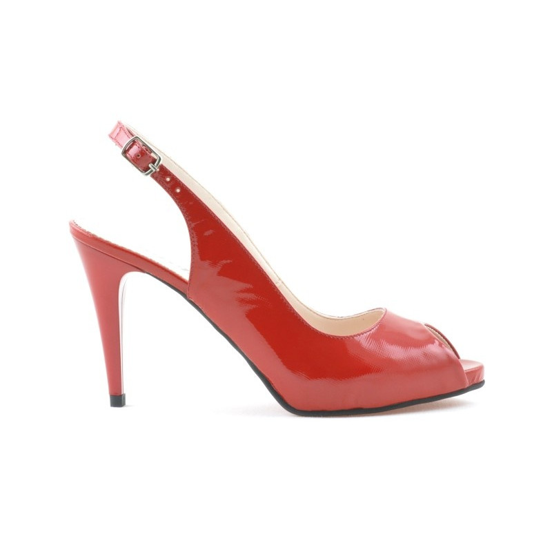 Damen Sandalen 1250 rotes Satinlack