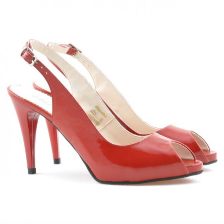 Damen Sandalen 1250 rotes Satinlack