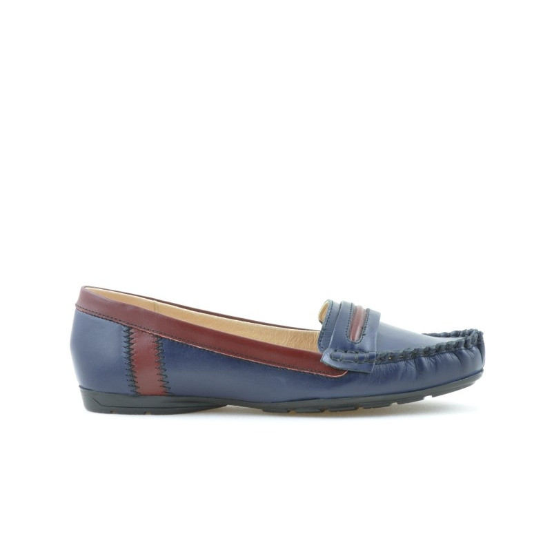 Damen-Mokassins 619 Indigo+Bordeaux