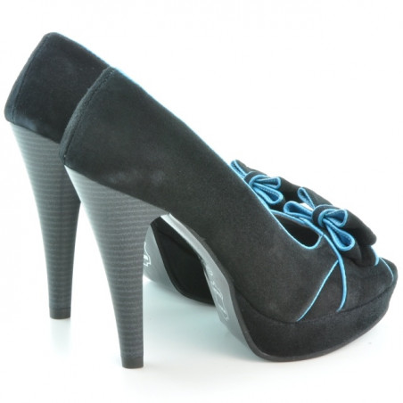 Damensandalen 1099 schwarz Antilope+türkis