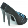 Damensandalen 1099 schwarz Antilope+türkis