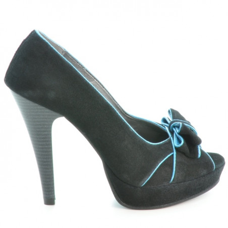 Damensandalen 1099 schwarz Antilope+türkis
