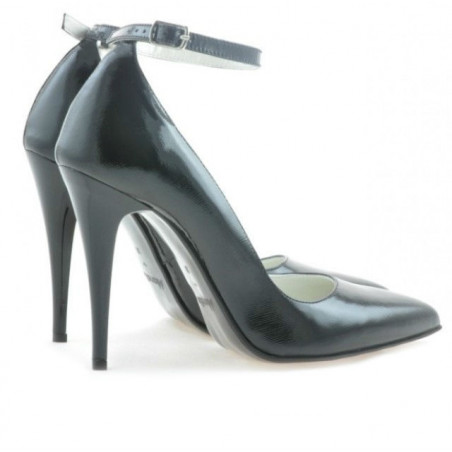 Damen Elegante Schuhe 1247 Schwarz Lack Satin