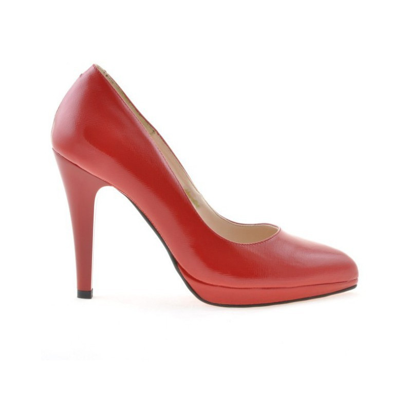 Elegante Damenschuhe 1233 satiniertes rotes Lackleder