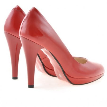 Elegante Damenschuhe 1233 satiniertes rotes Lackleder