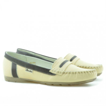 Damen Mokassins 619 beige+braun