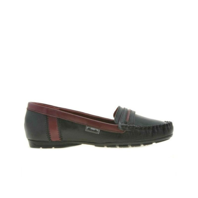 Damenmokassins 619 schwarz+bordeaux