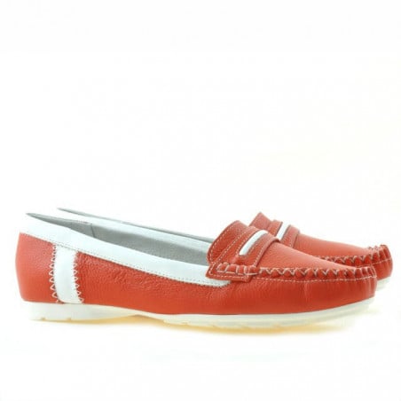 Damenmokassins 619 rot+weiß