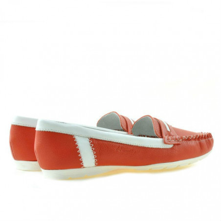Damenmokassins 619 rot+weiß