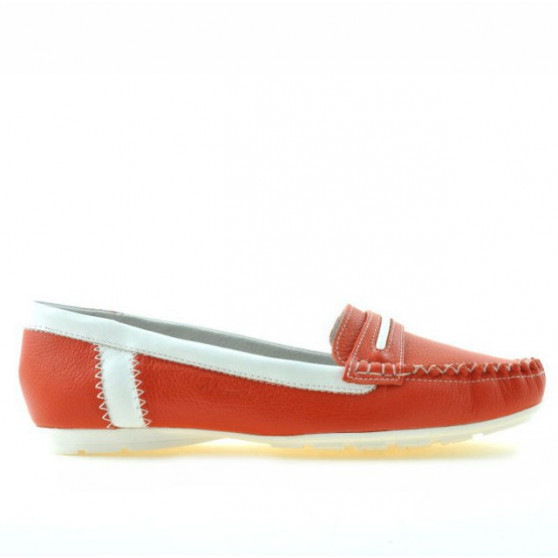Damenmokassins 619 rot+weiß
