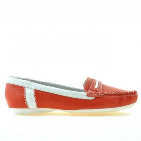 Damenmokassins 619 rot+weiß