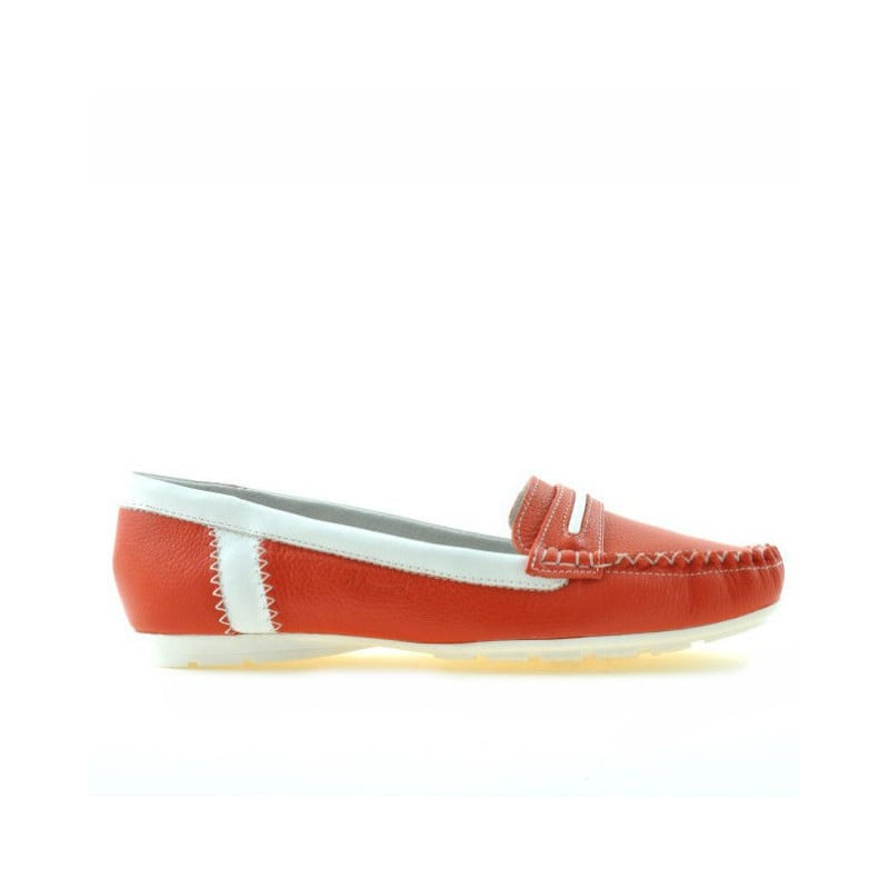 Damenmokassins 619 rot+weiß
